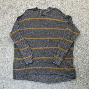American Eagle‎ Sweater Womens Medium Gray & Yellow Striped Jegging Fit Pullover